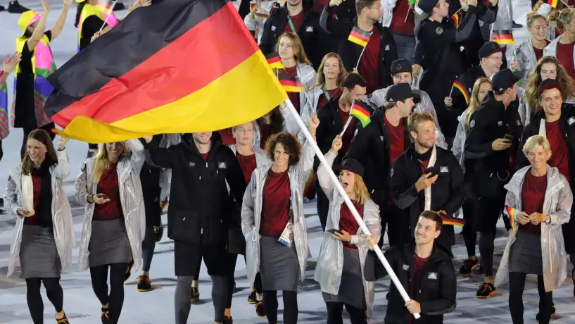 Die deutsche Mannschaft bei der Eröffnungsfeier.
